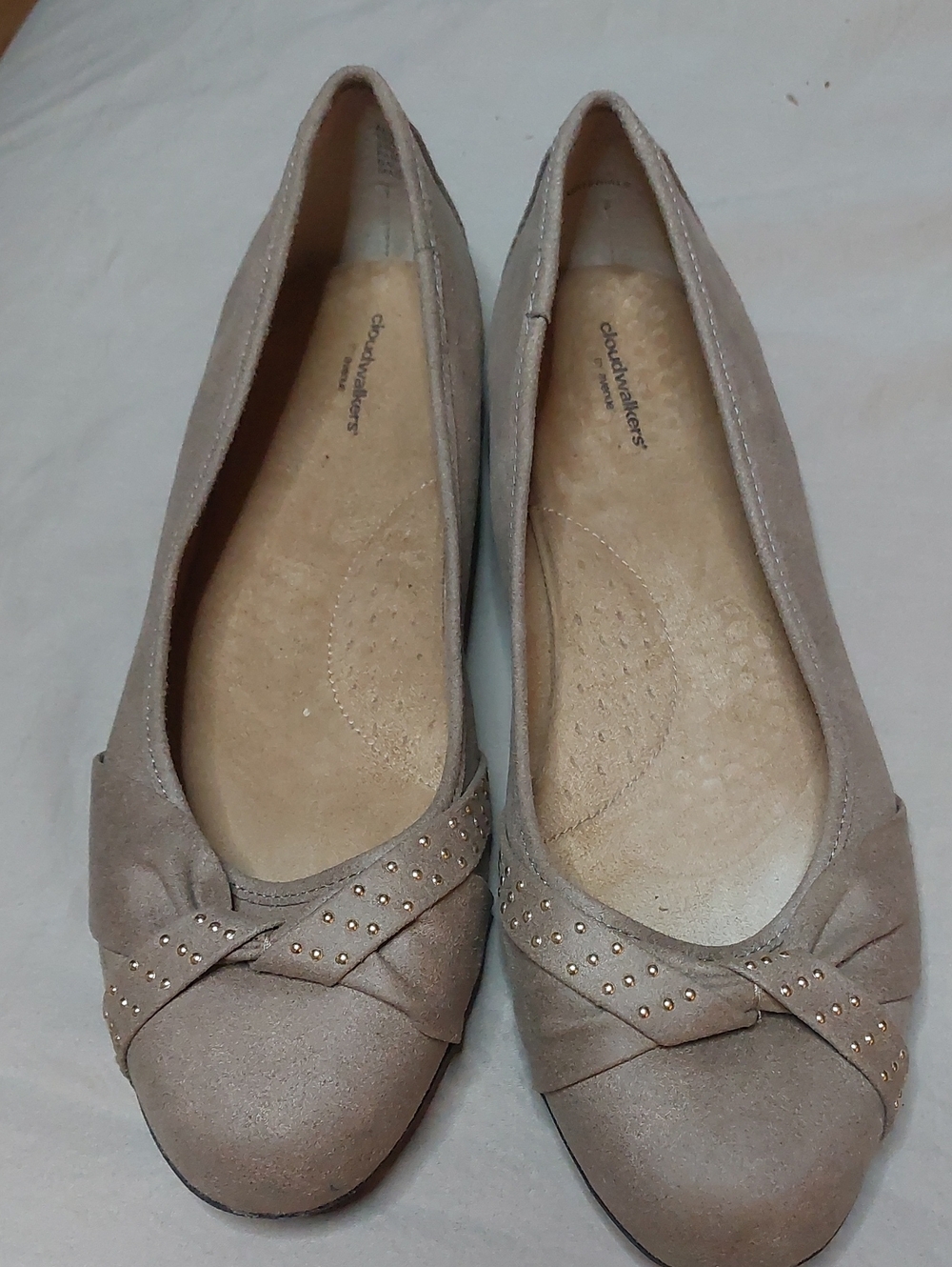 Avenue Cloudwalkets Taupe Studded Knot Ballet Flats